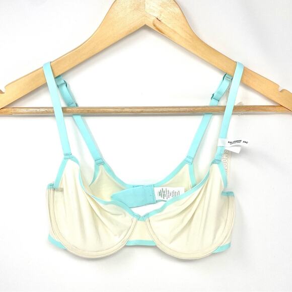 Aerie SMOOTHEZ Sheer Full Coverage Unlined Underwire Cream Bra Women's 34C $40 - Picture 2 of 7